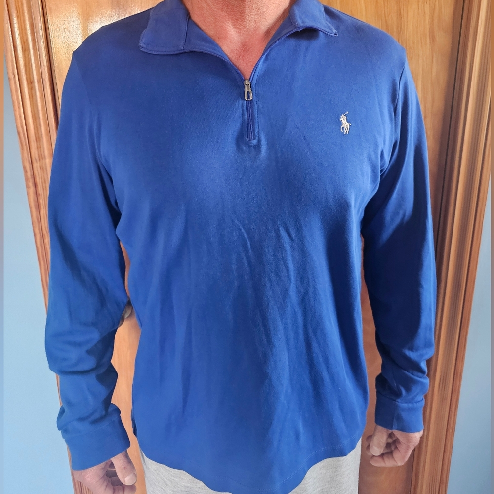 Polo Ralph Lauren Royal Blue 1/4 Zip Long Sleeve Pullover Top Men's Size Large